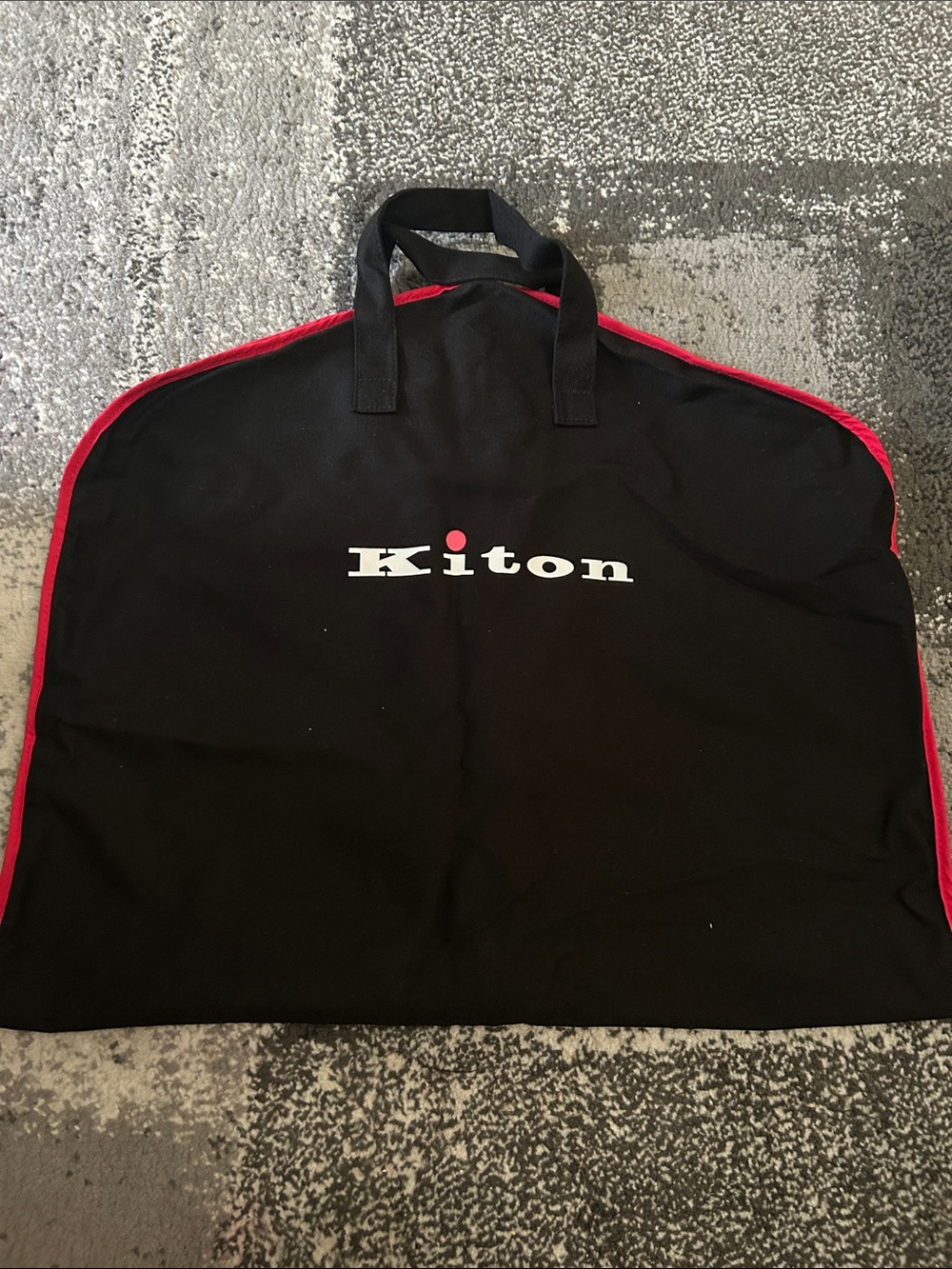 Kiton Black Garment Bag with Red Piping